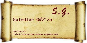 Spindler Géza névjegykártya