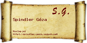 Spindler Géza névjegykártya